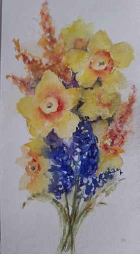 Chrissy F, Spring Bouquet, watercolour.